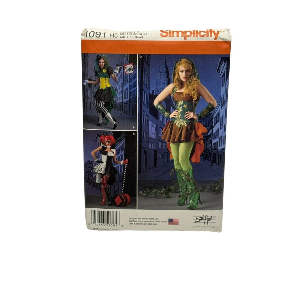 Simplicity 1091 Villians Costume Sewing Pattern Cosplay Halloween Size 6-14